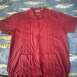 Burgundy vintage Guayabera